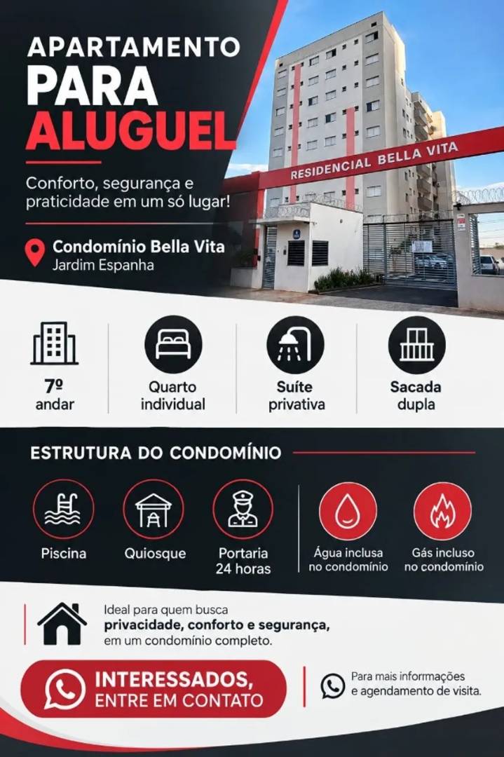 Apartamento para locação com 1 quarto e 1 suíte - 55 m² - Jardim Espan